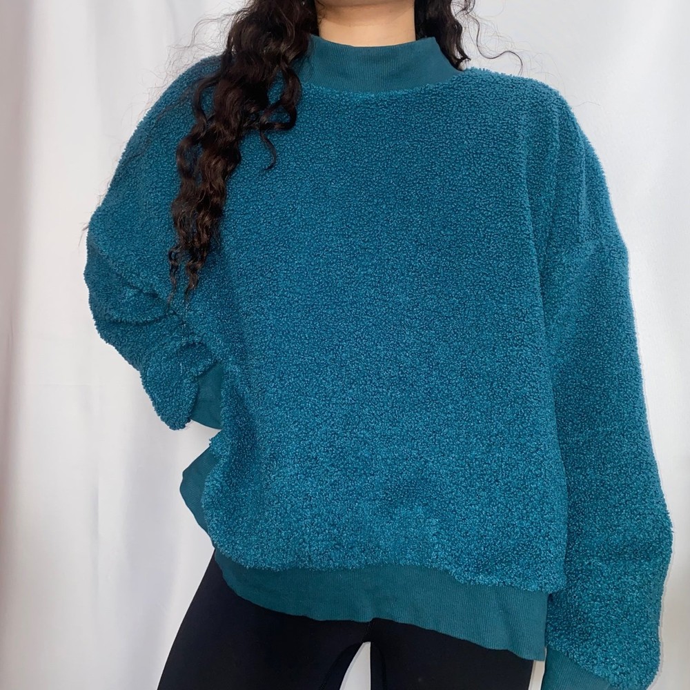 fabletics blue sherpa crewneck